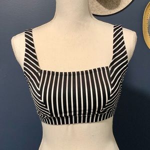 Kona Black and White Stripe Square - Neck Bikini Top Size Medium